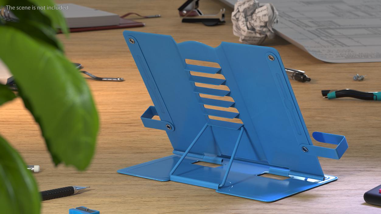 Adjustable Metal Book Stand Blue 3D