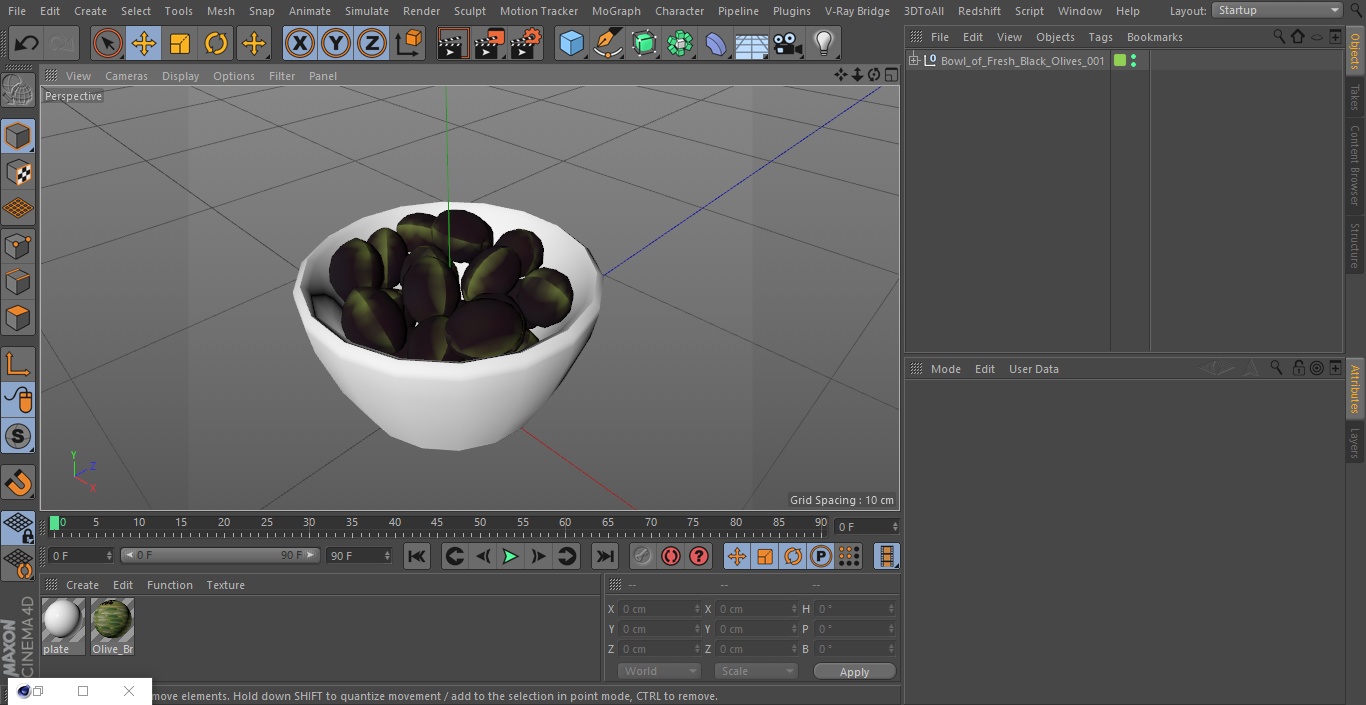 3D Bowl of Fresh Black Olives