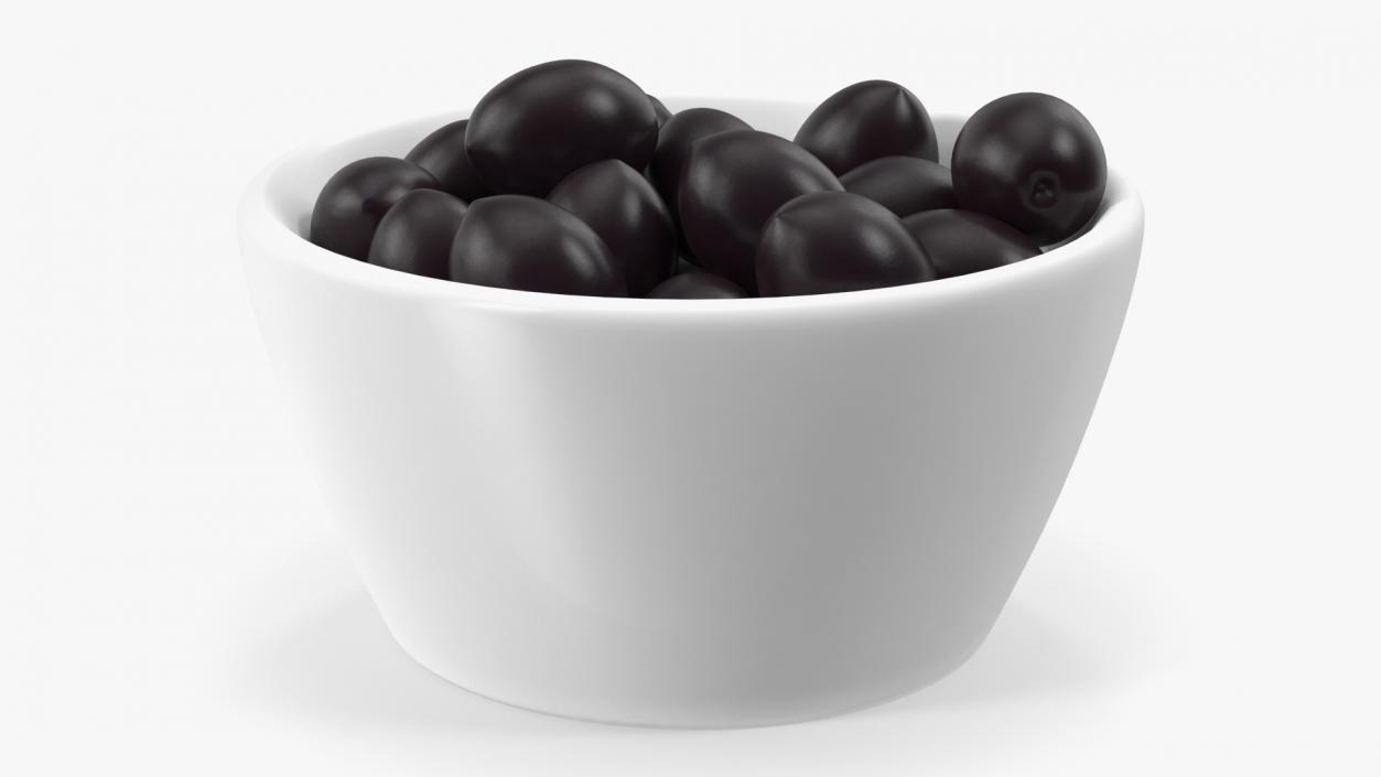 3D Bowl of Fresh Black Olives