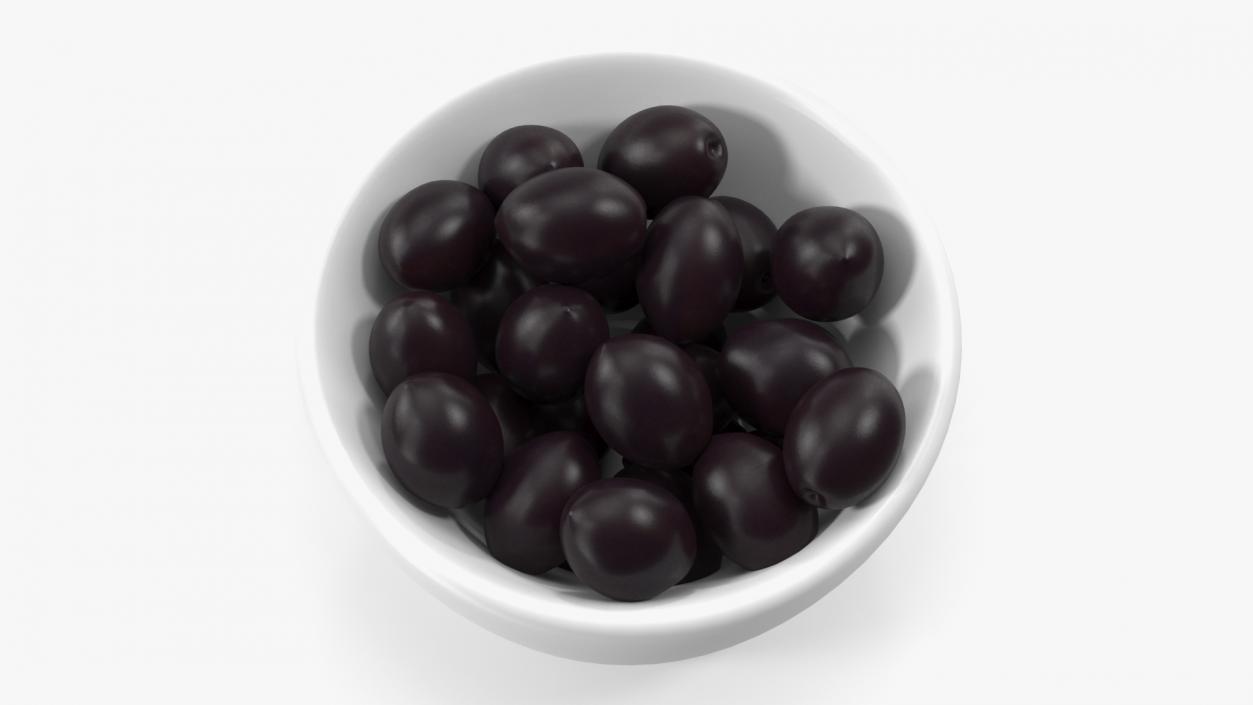 3D Bowl of Fresh Black Olives