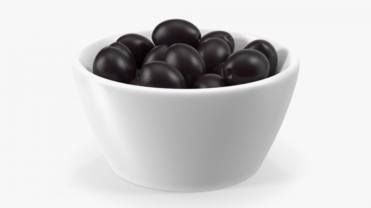 3D Bowl of Fresh Black Olives