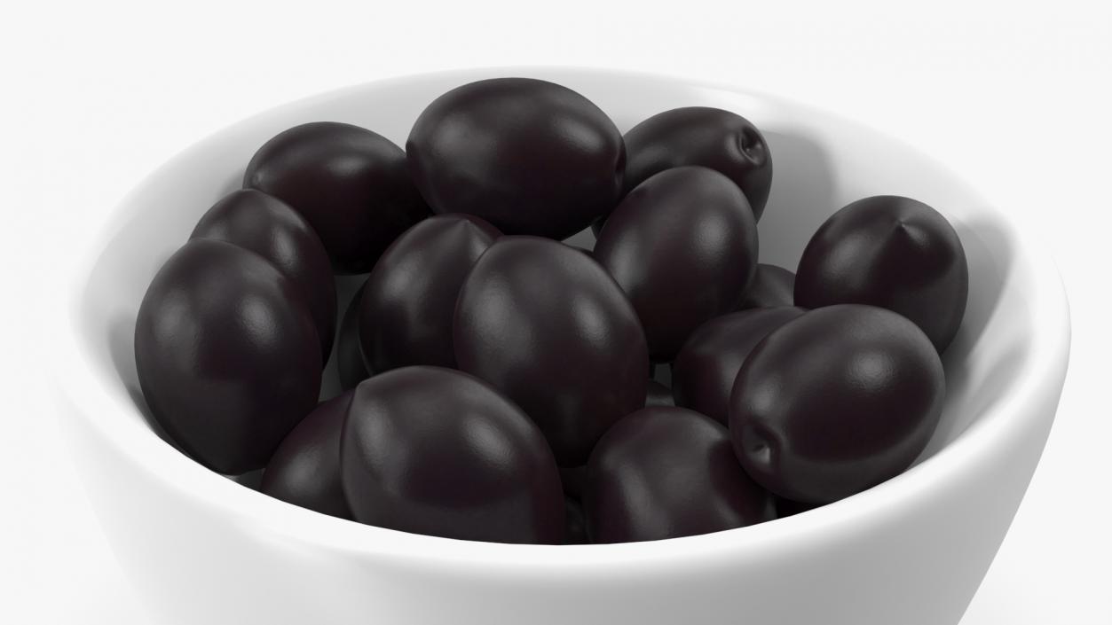 3D Bowl of Fresh Black Olives