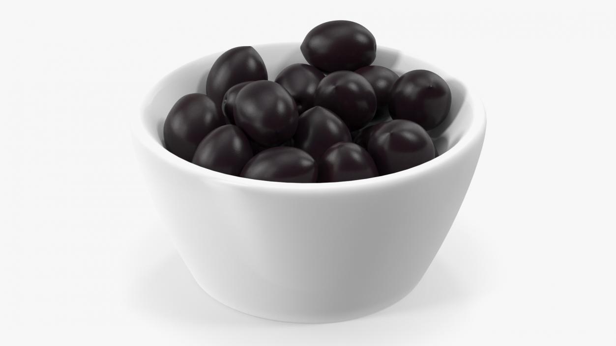 3D Bowl of Fresh Black Olives