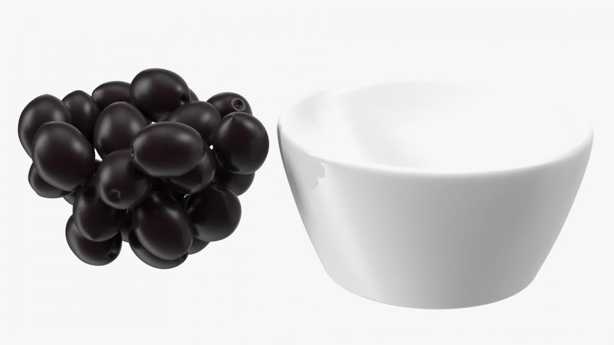 3D Bowl of Fresh Black Olives