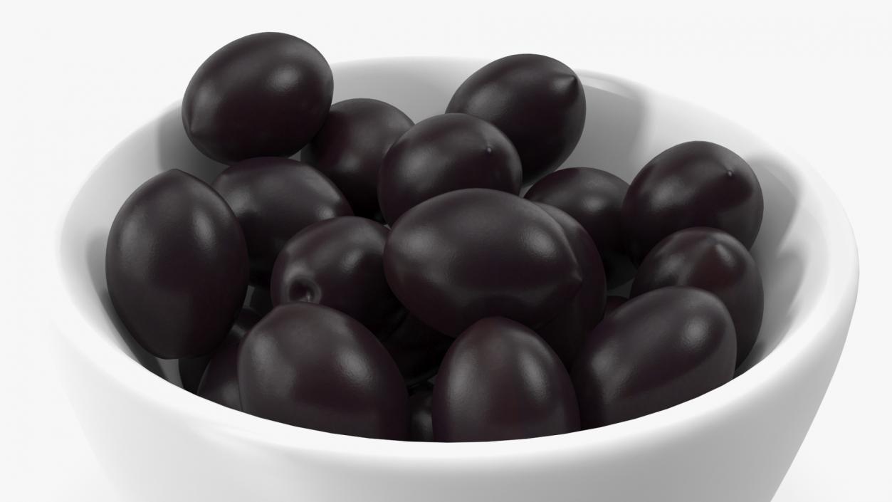 3D Bowl of Fresh Black Olives