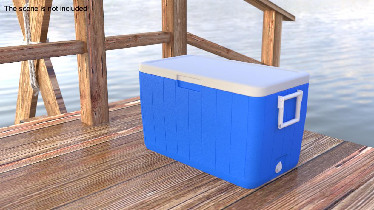 Plastic Big Cooler Box Blue 3D