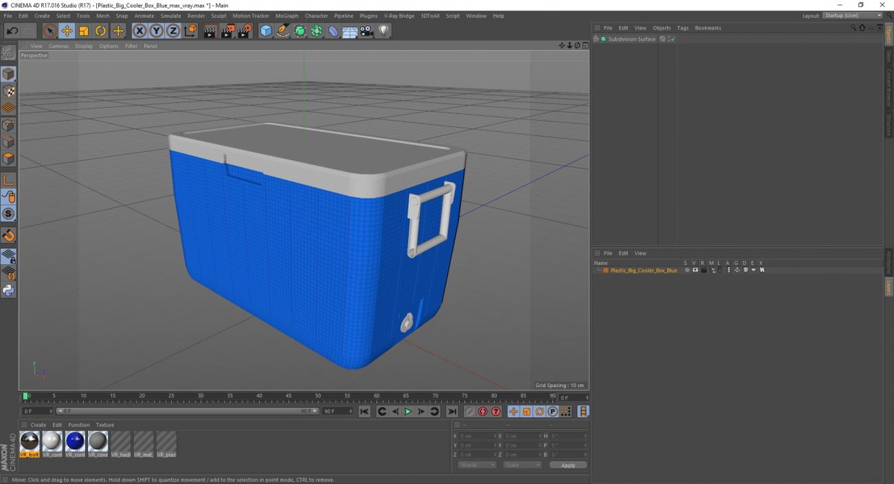 Plastic Big Cooler Box Blue 3D