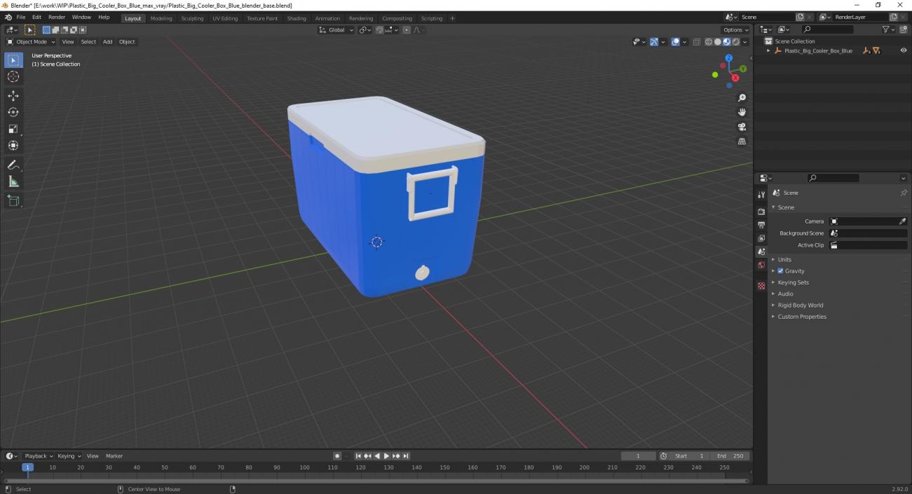 Plastic Big Cooler Box Blue 3D