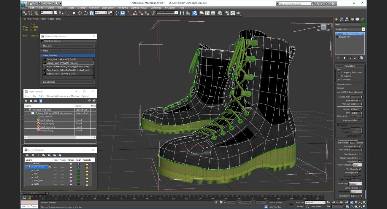 3D US Army Military ACU Boots