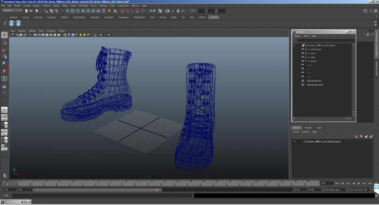 3D US Army Military ACU Boots