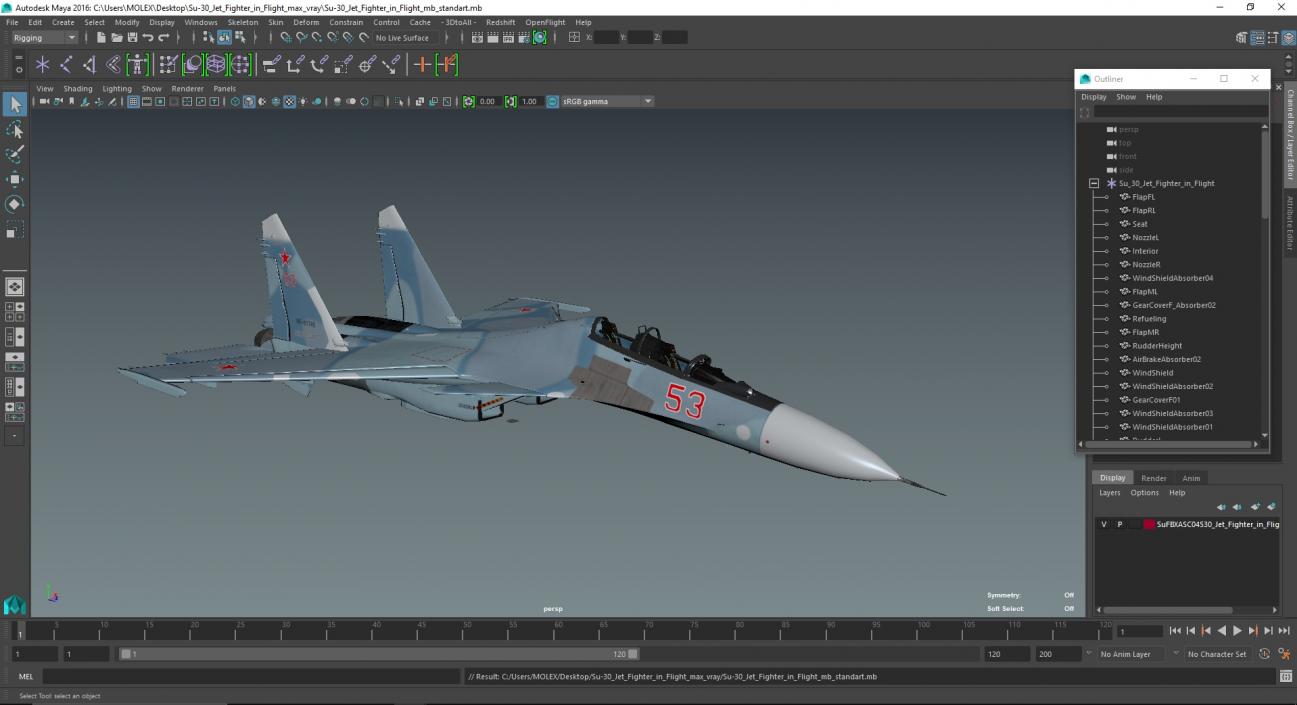 Su-30 Jet Fighter in Flight 3D