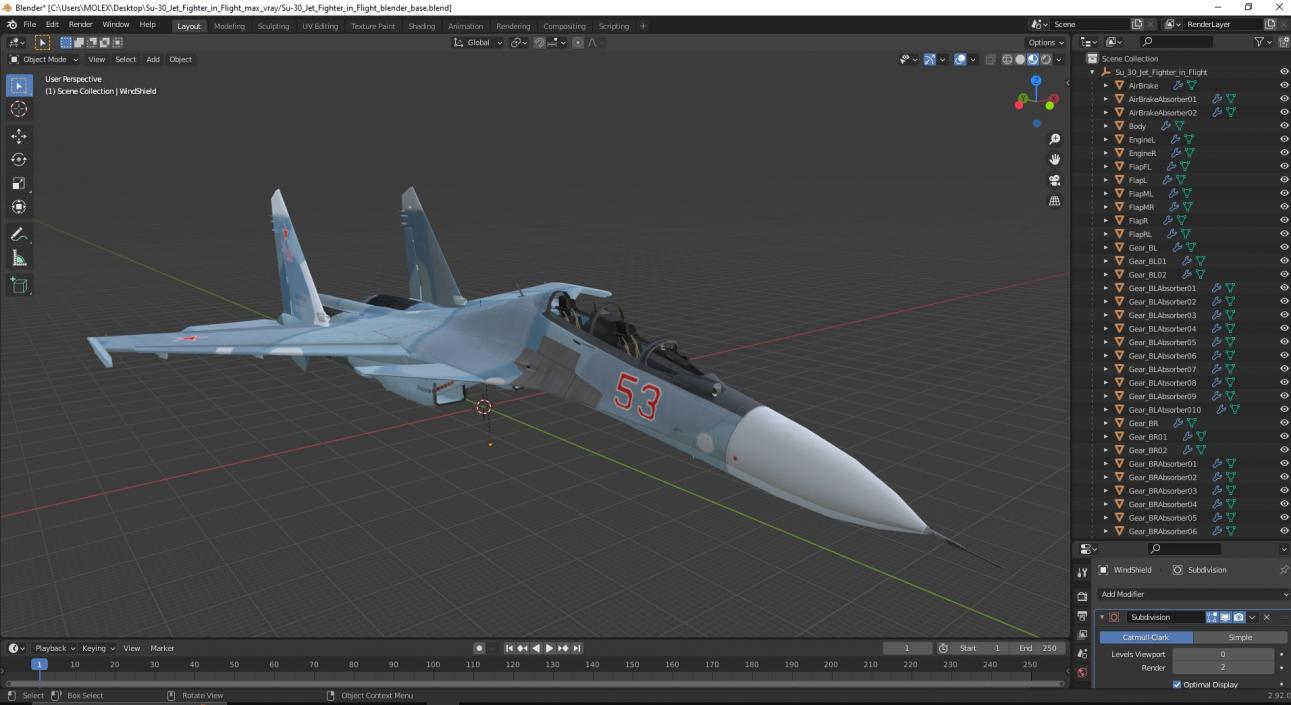 Su-30 Jet Fighter in Flight 3D