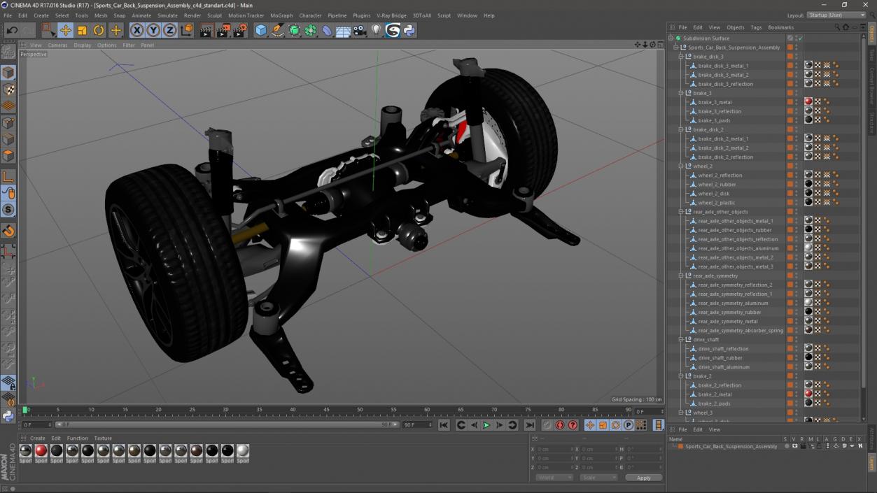 3D model Sports Car Back Suspension Assembly