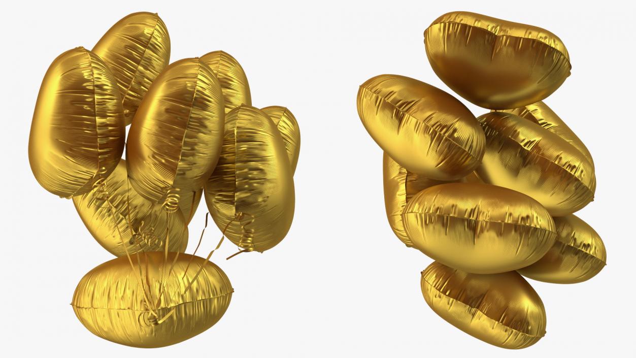 3D Helium Matte Gold Heart Shape Balloons Bouquet