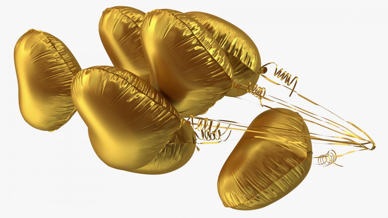 3D Helium Matte Gold Heart Shape Balloons Bouquet