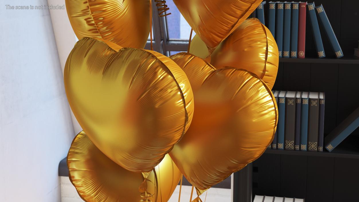 3D Helium Matte Gold Heart Shape Balloons Bouquet