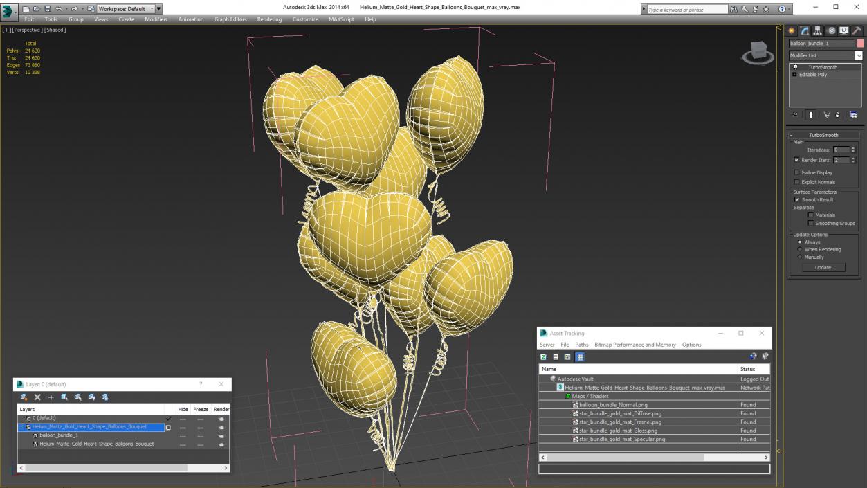 3D Helium Matte Gold Heart Shape Balloons Bouquet