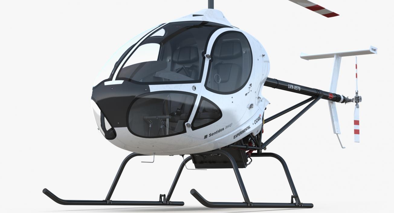 3D Ultra Light Helicopter Cicare 8 Rigged model