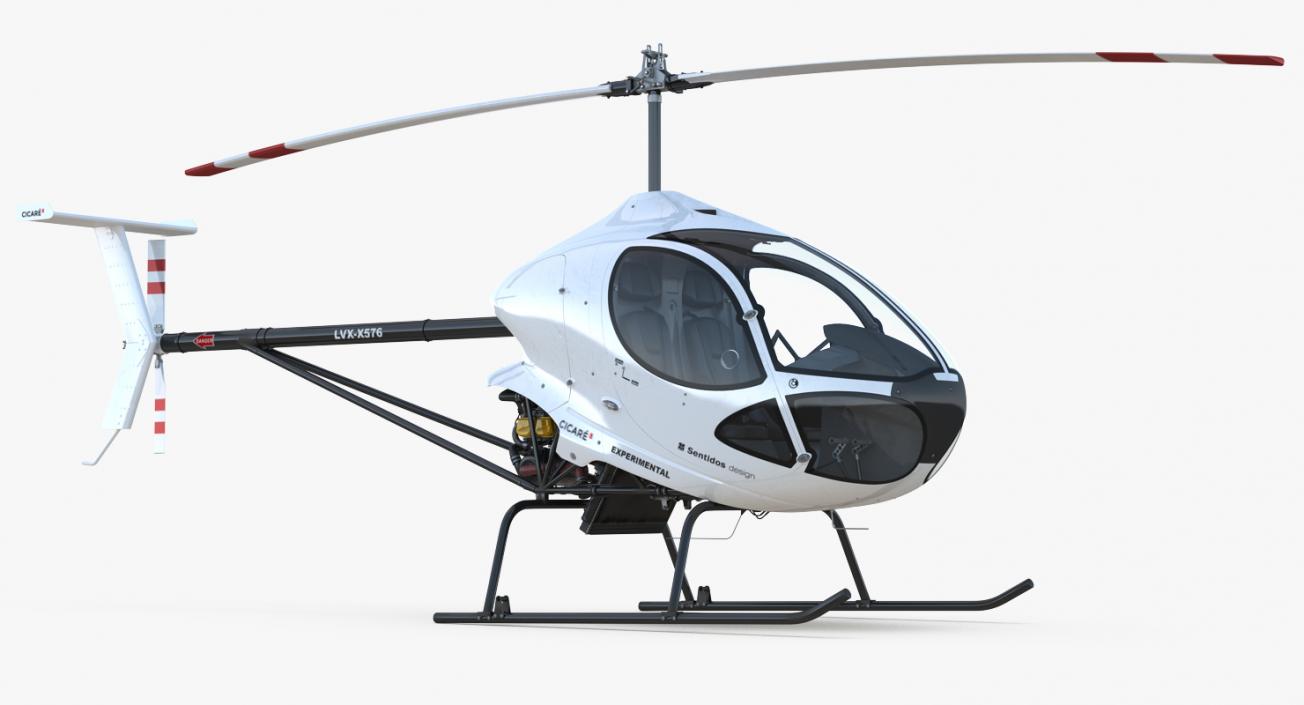 3D Ultra Light Helicopter Cicare 8 Rigged model