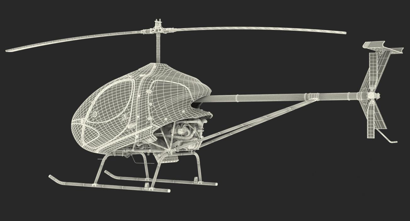 3D Ultra Light Helicopter Cicare 8 Rigged model