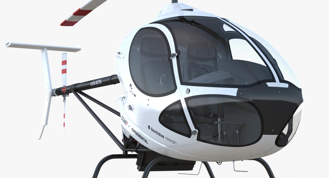 3D Ultra Light Helicopter Cicare 8 Rigged model