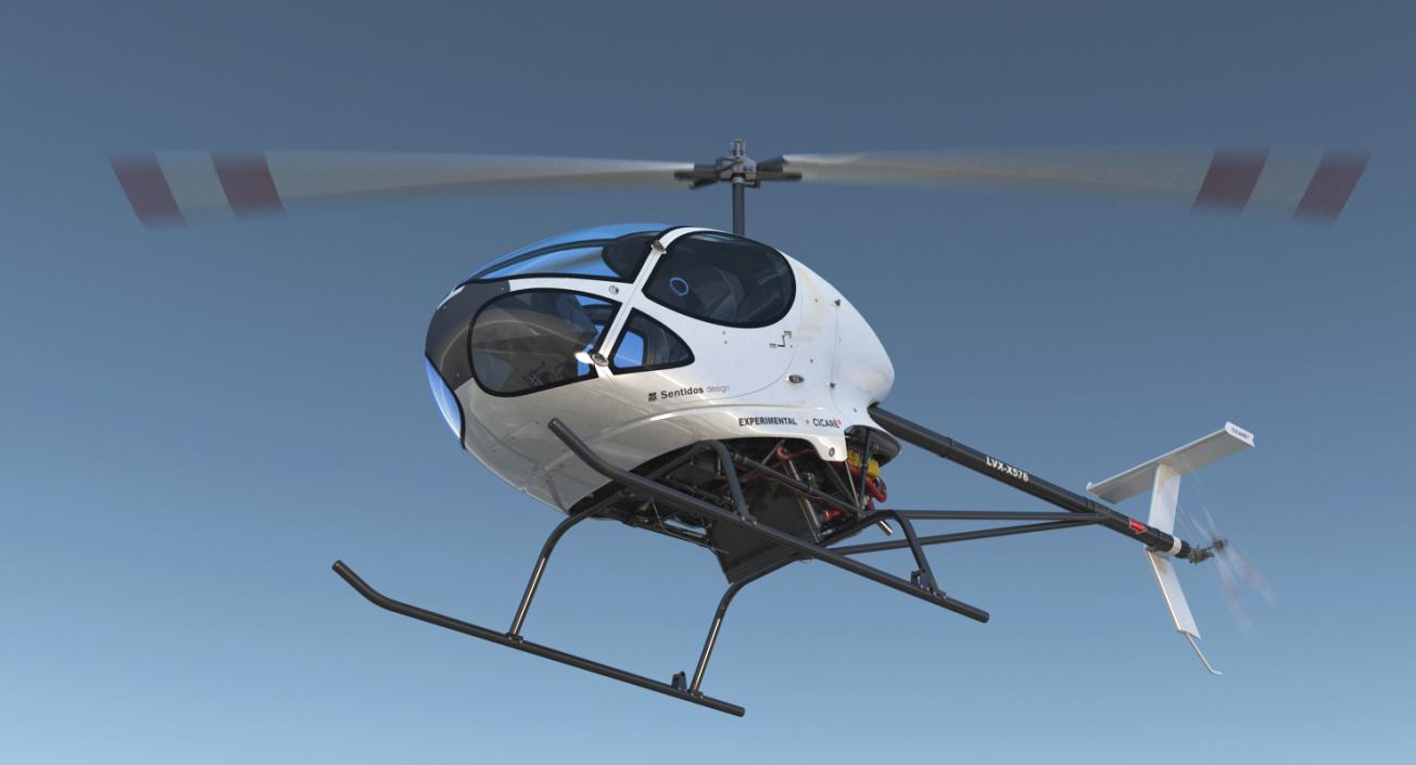 3D Ultra Light Helicopter Cicare 8 Rigged model