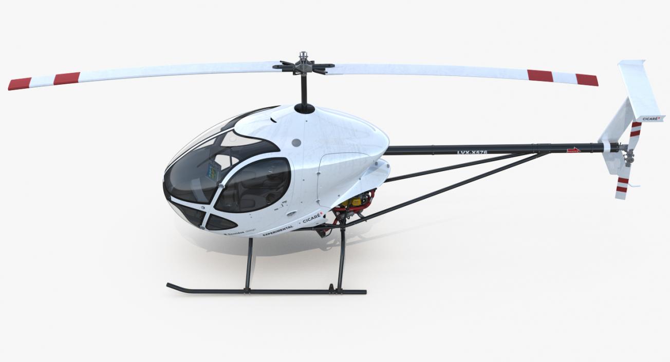 3D Ultra Light Helicopter Cicare 8 Rigged model