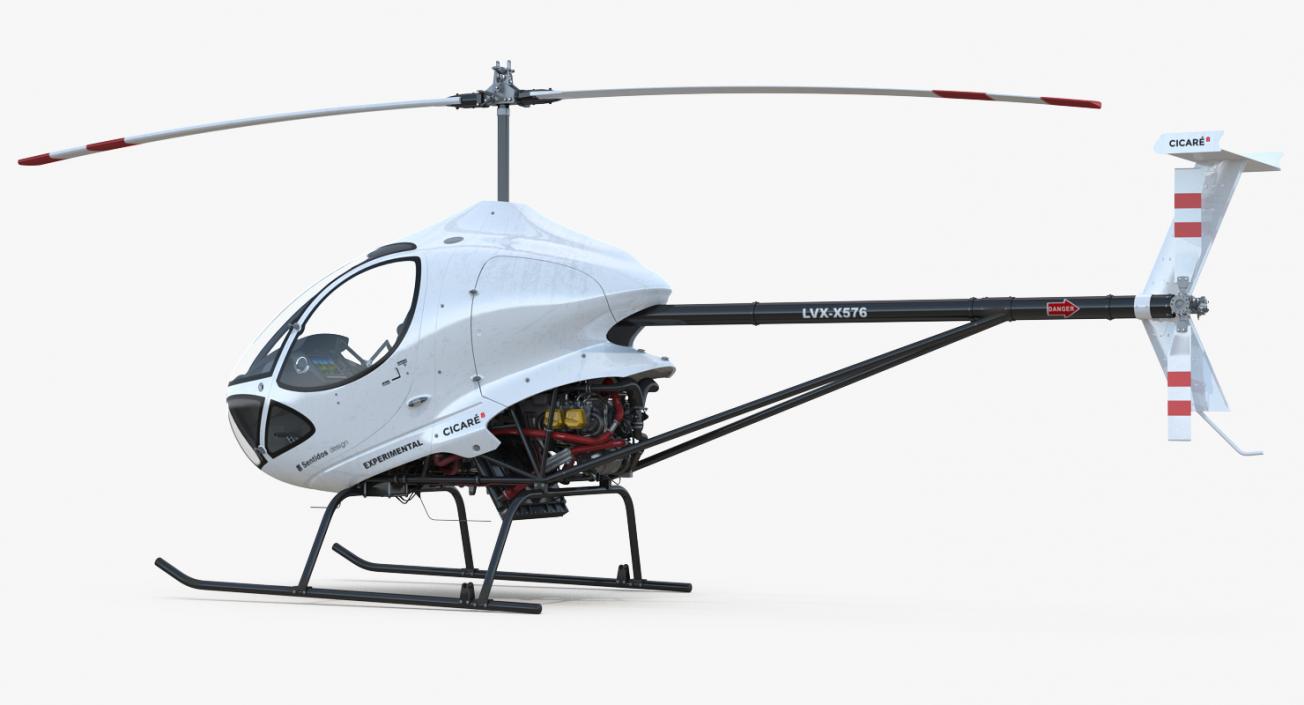 3D Ultra Light Helicopter Cicare 8 Rigged model