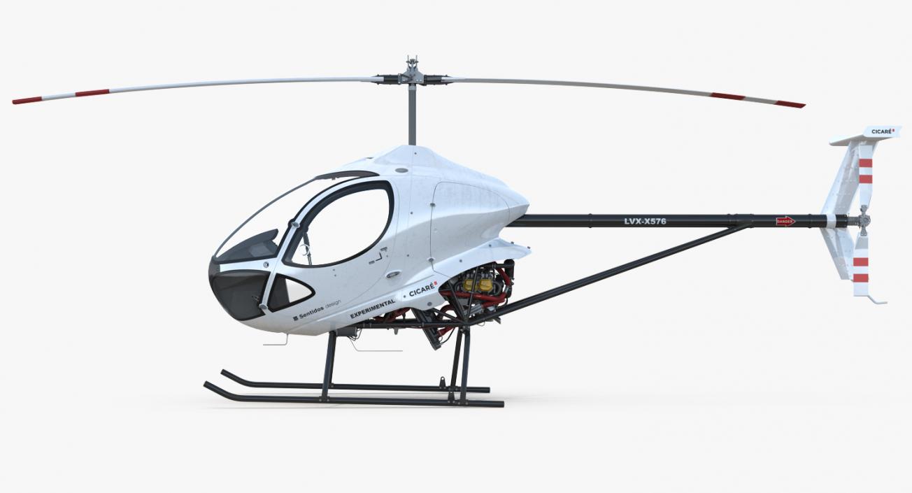 3D Ultra Light Helicopter Cicare 8 Rigged model