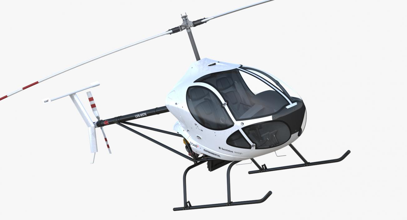 3D Ultra Light Helicopter Cicare 8 Rigged model