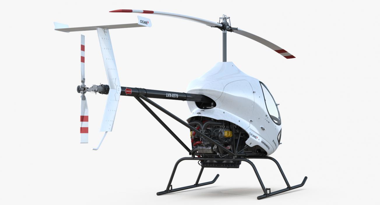 3D Ultra Light Helicopter Cicare 8 Rigged model