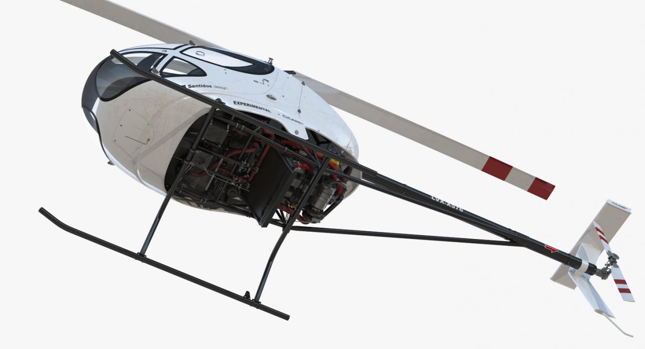 3D Ultra Light Helicopter Cicare 8 Rigged model