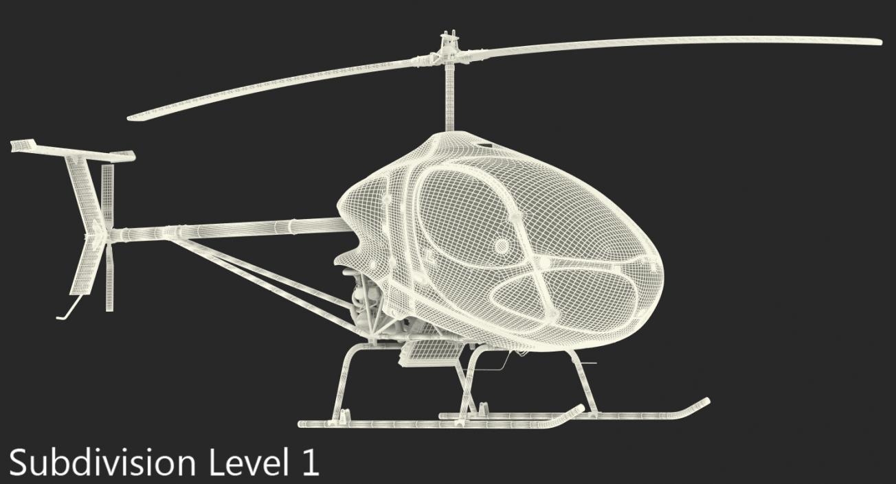 3D Ultra Light Helicopter Cicare 8 Rigged model