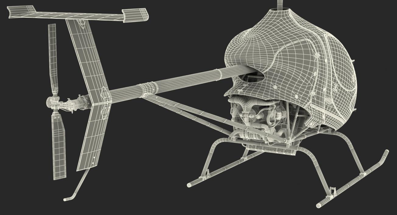 3D Ultra Light Helicopter Cicare 8 Rigged model