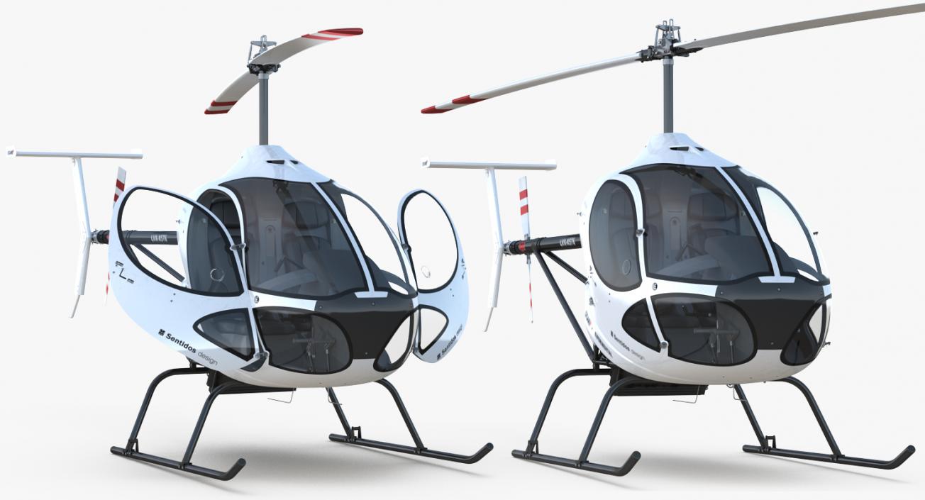 3D Ultra Light Helicopter Cicare 8 Rigged model