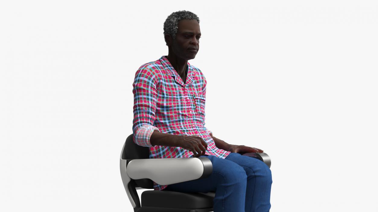 3D Mobility Scooter and Afro American Man model