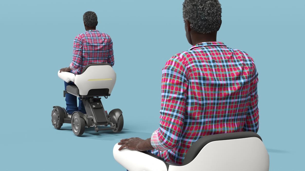 3D Mobility Scooter and Afro American Man model