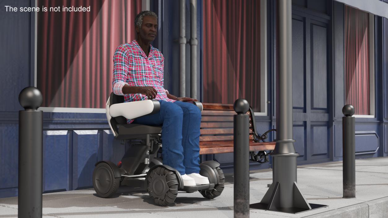 3D Mobility Scooter and Afro American Man model