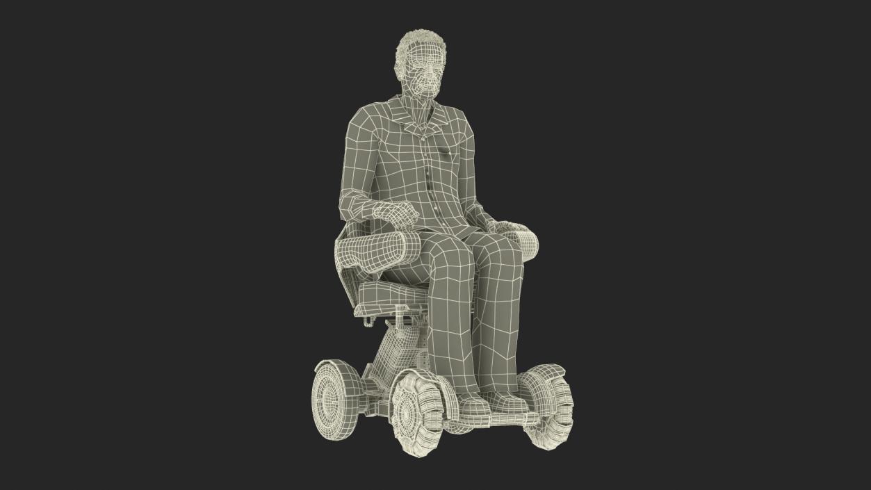 3D Mobility Scooter and Afro American Man model