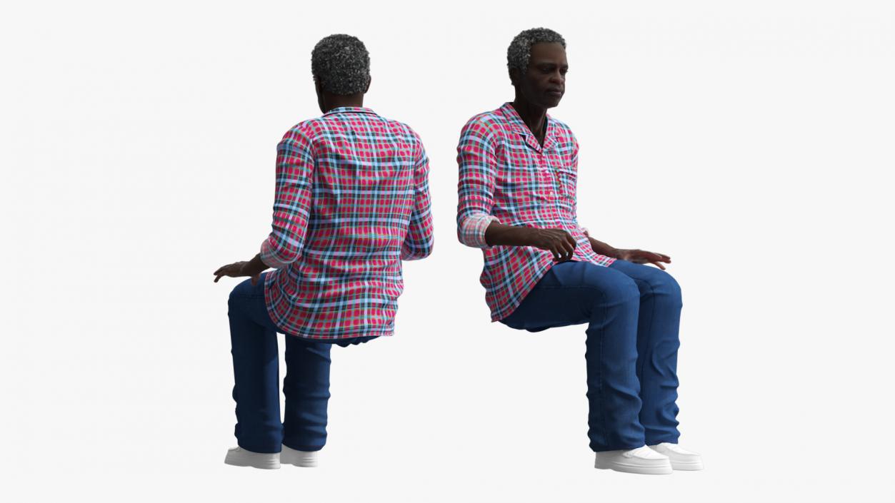 3D Mobility Scooter and Afro American Man model