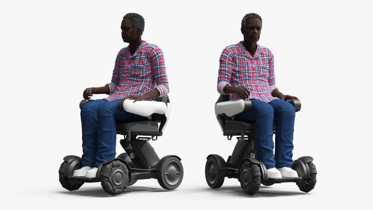 3D Mobility Scooter and Afro American Man model