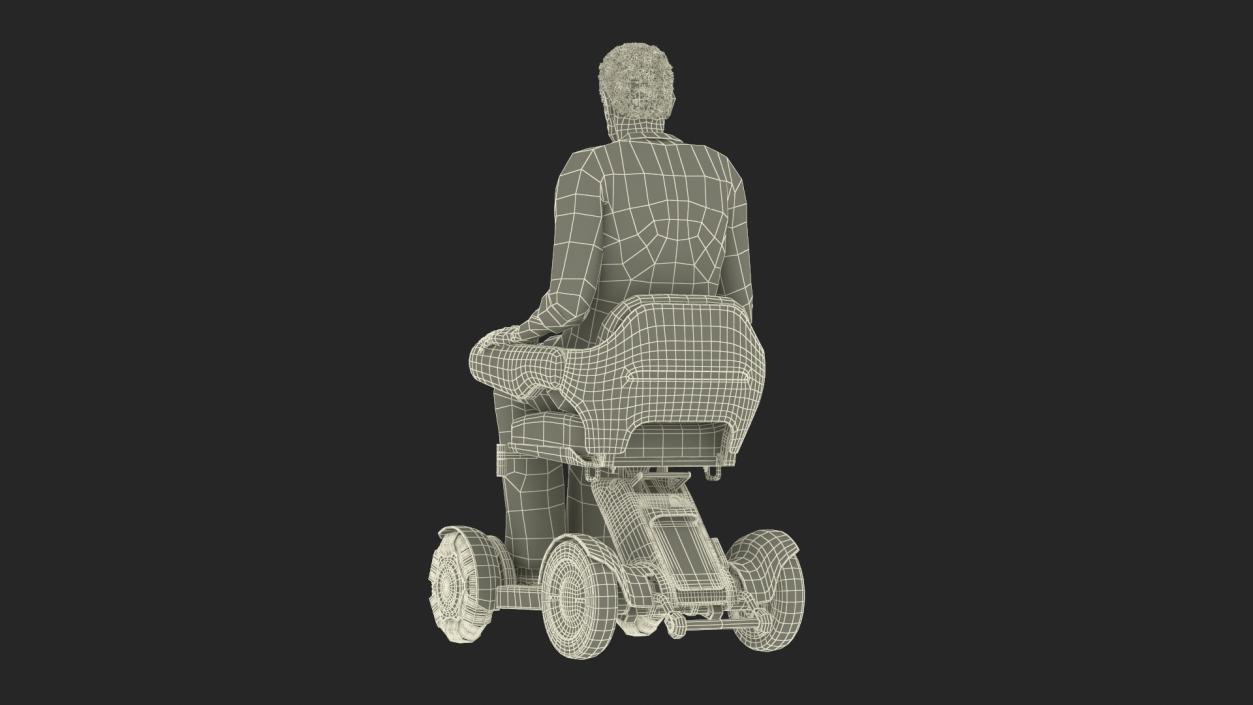 3D Mobility Scooter and Afro American Man model