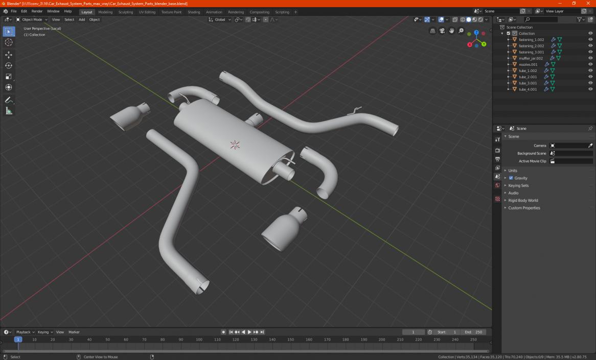 Car Exhaust System Parts 3D model