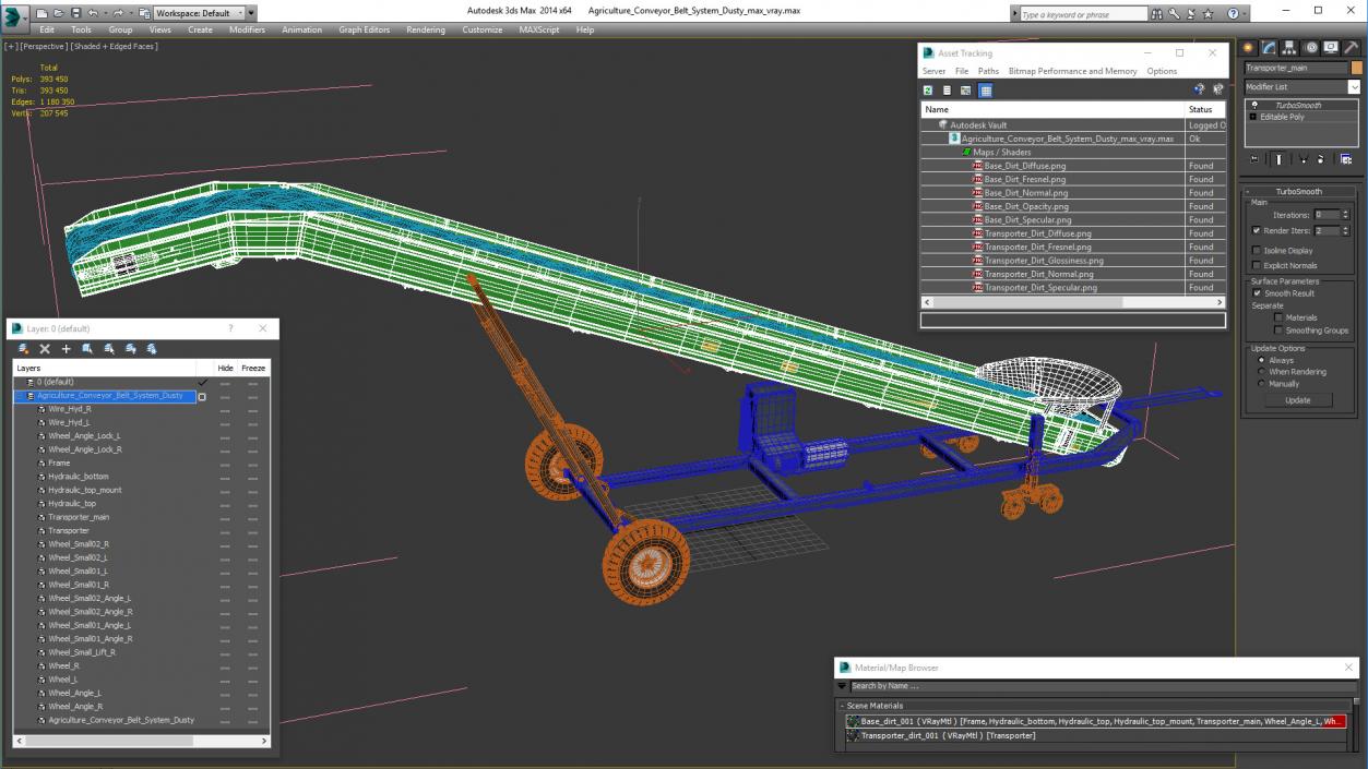 3D Agriculture Conveyor Belt System Dusty model