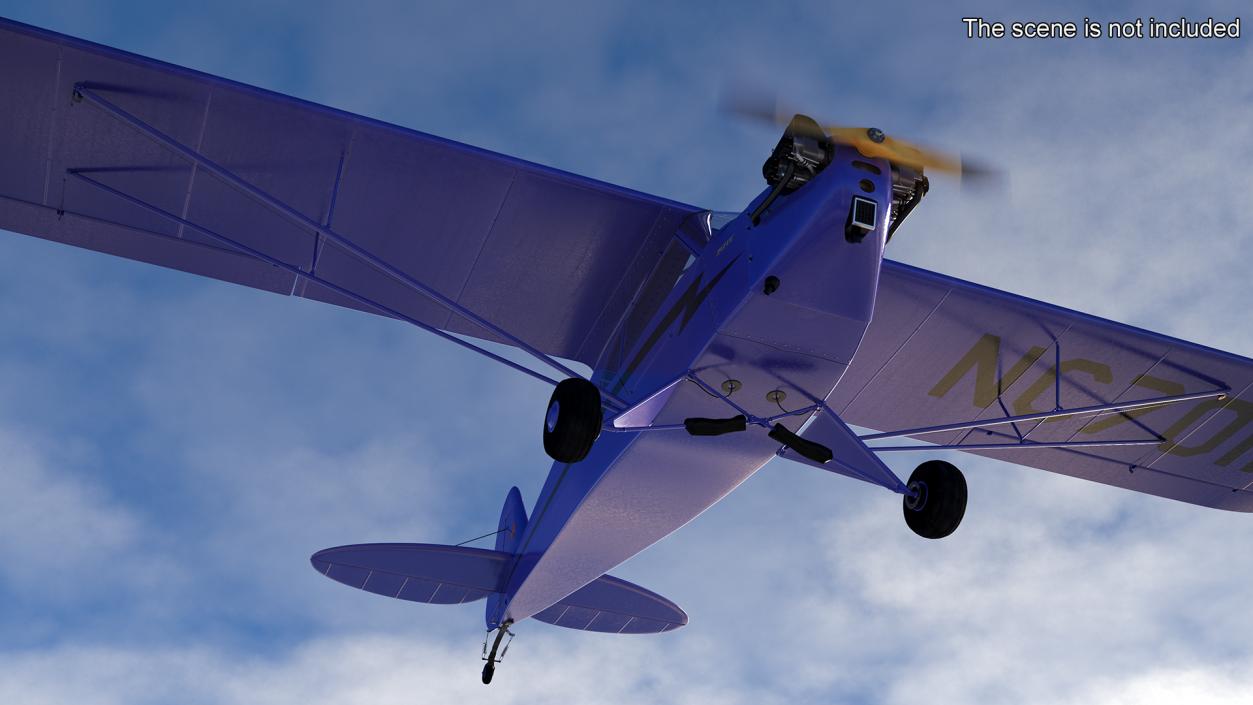 3D Piper J-3 Cub Light Aircraft model