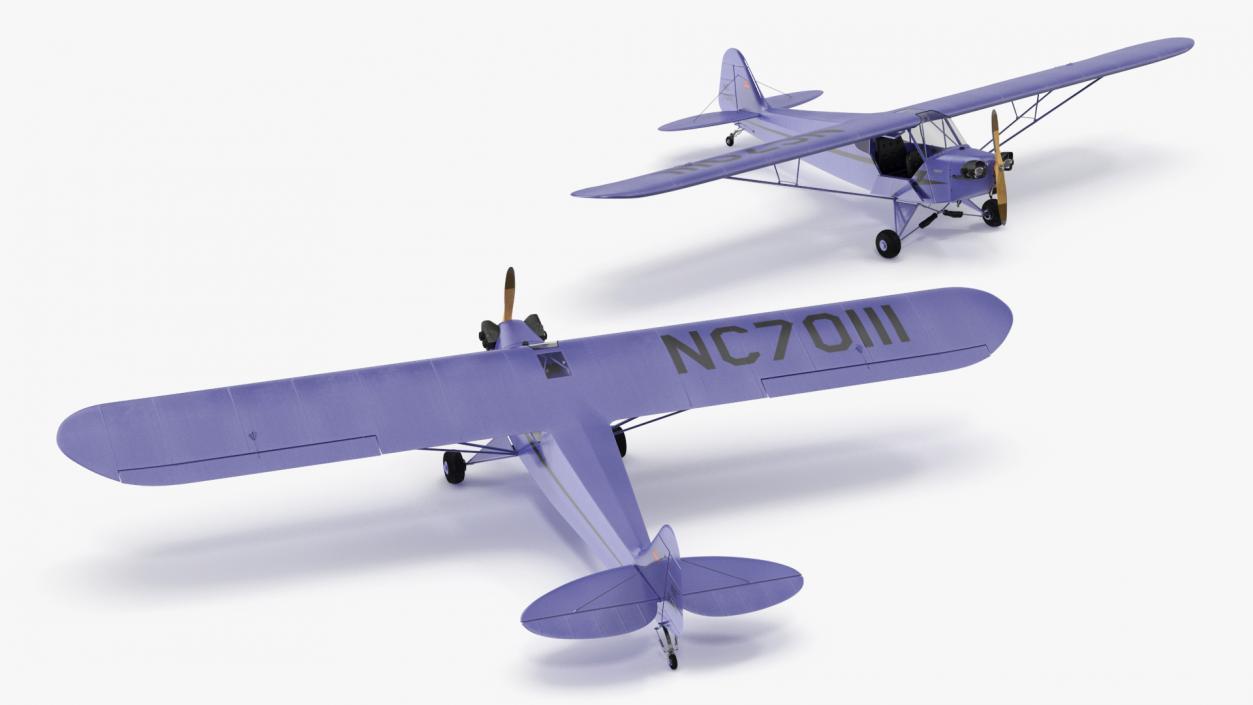 3D Piper J-3 Cub Light Aircraft model