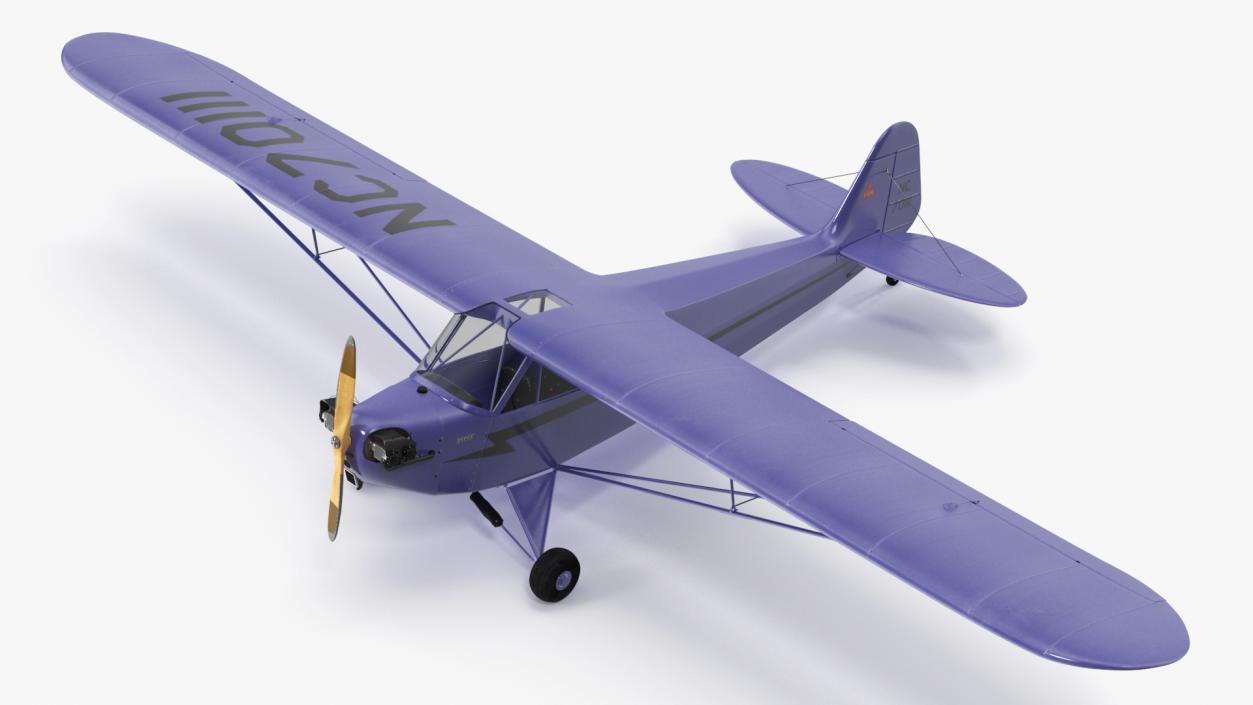 3D Piper J-3 Cub Light Aircraft model