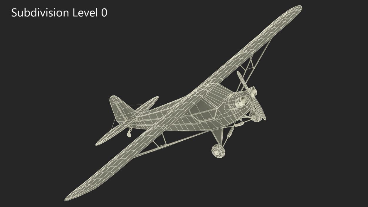 3D Piper J-3 Cub Light Aircraft model