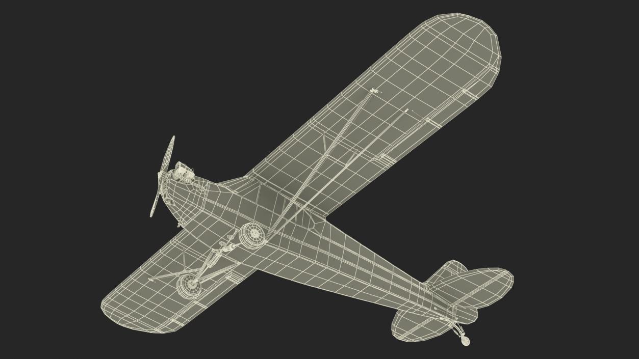 3D Piper J-3 Cub Light Aircraft model