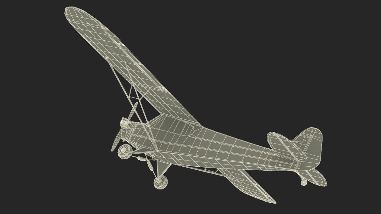 3D Piper J-3 Cub Light Aircraft model